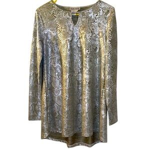 🌹A’LACARTE SILVER/TAN TUNIC BLOUSE